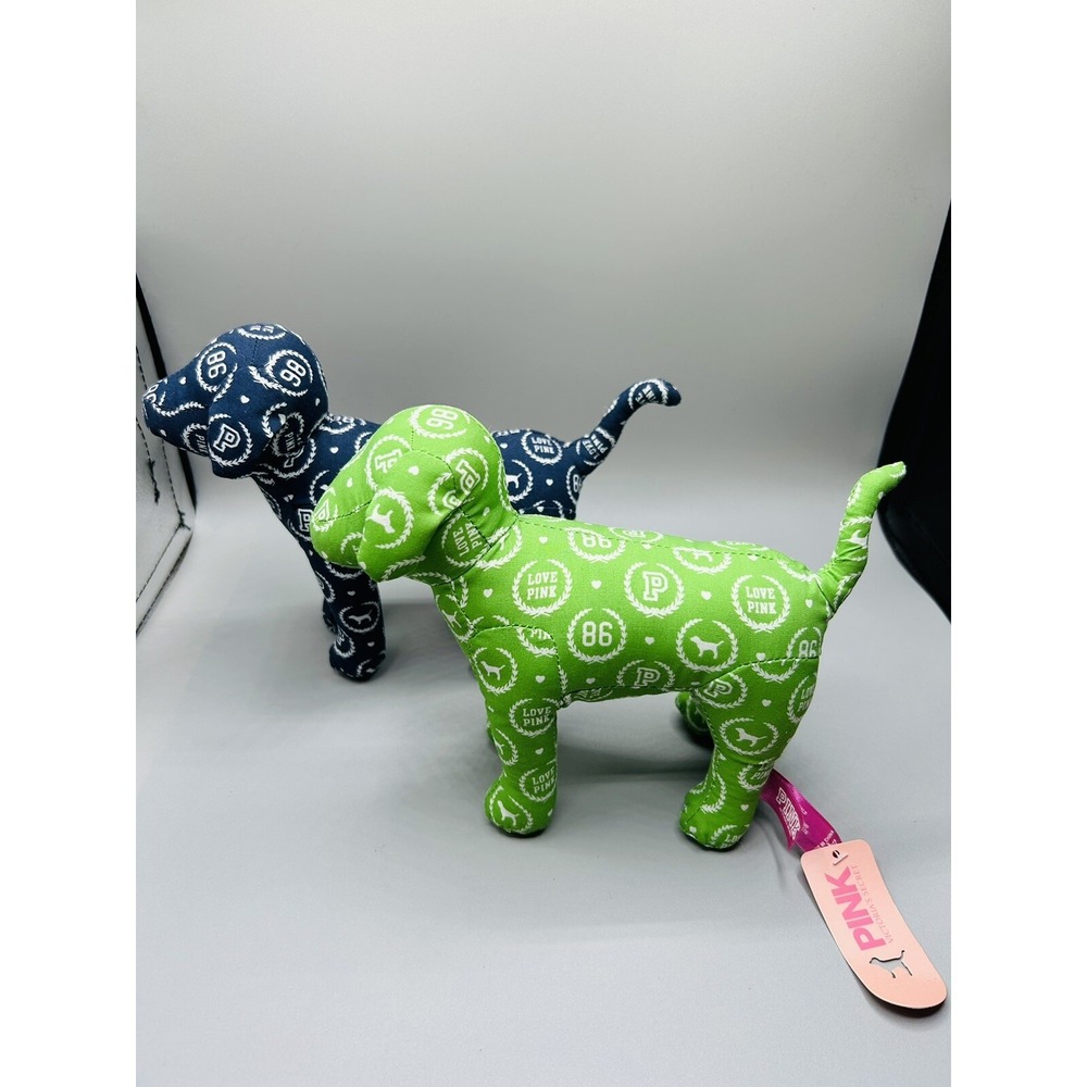 Love Pink Victoria's Secret Blue & Green 86 Puppies Plush Stuffed Animal w Tags